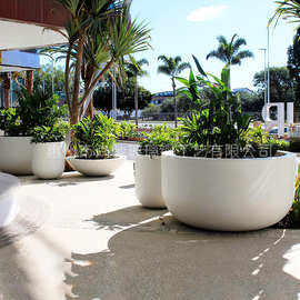 玻璃钢圆形大花盆商场酒店户外椭圆花箱美陈市政简约落地花钵花器