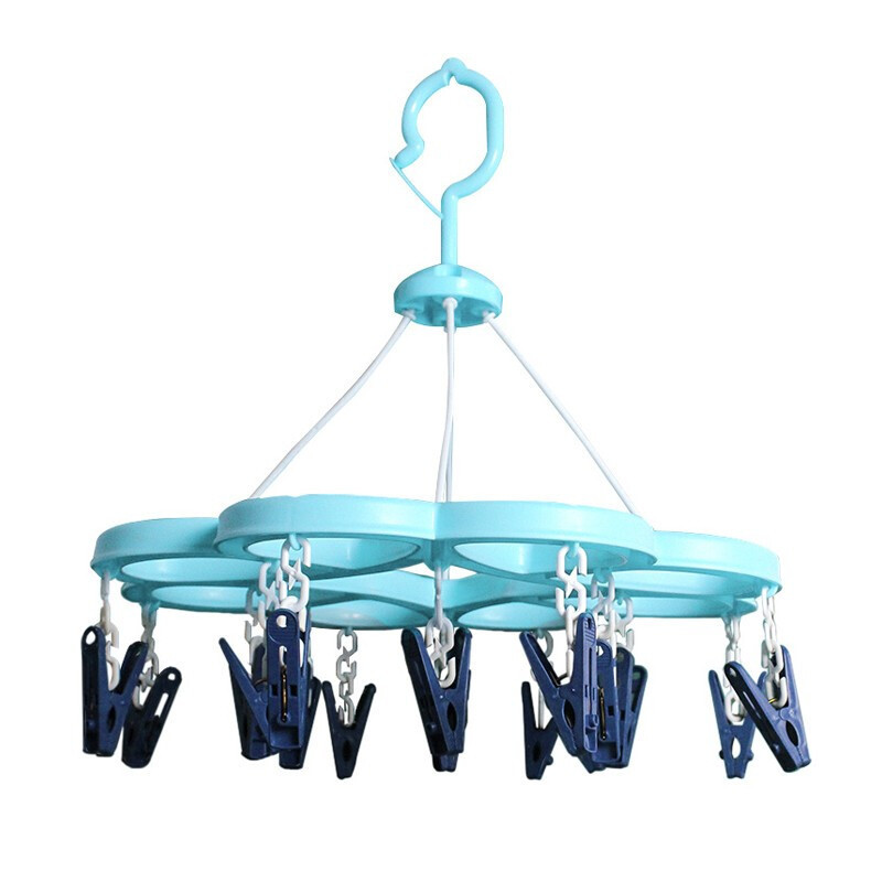 茶花衣架子带晾衣夹子晾衣架晒袜子架内衣架神器(16夹子)07021t