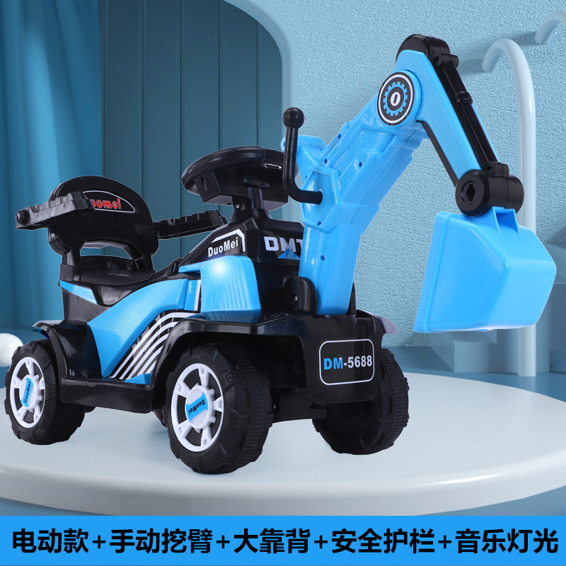 Large Children's Excavator Toy Car Can Sit and Slide Music Electric Excavator Large Boys and Girls Baby Engineering Car