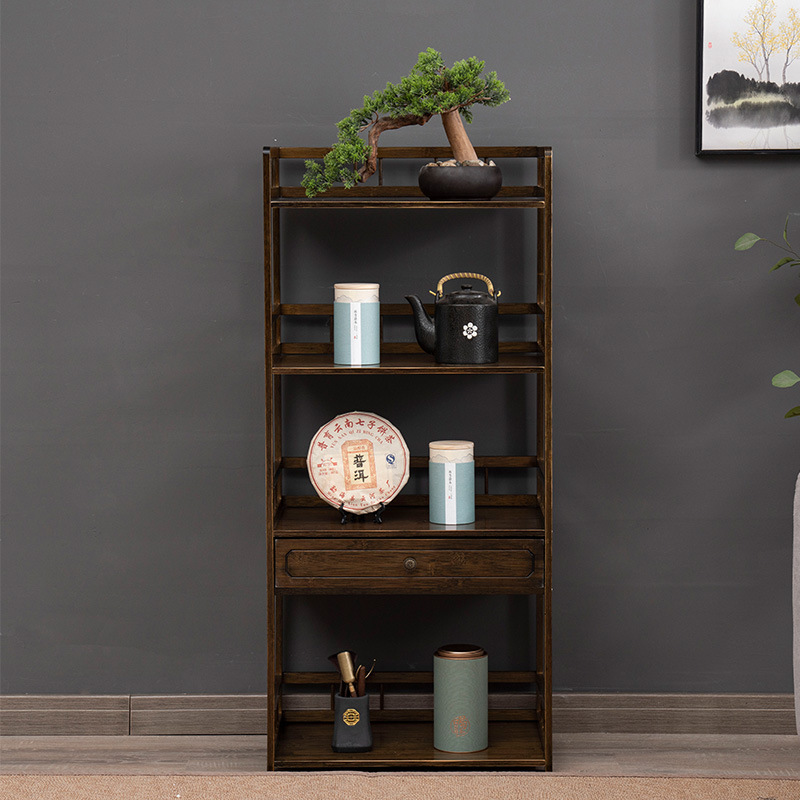 客厅茶柜茶水柜家用实木茶水台置物架办公室茶边柜茶叶展示储物柜