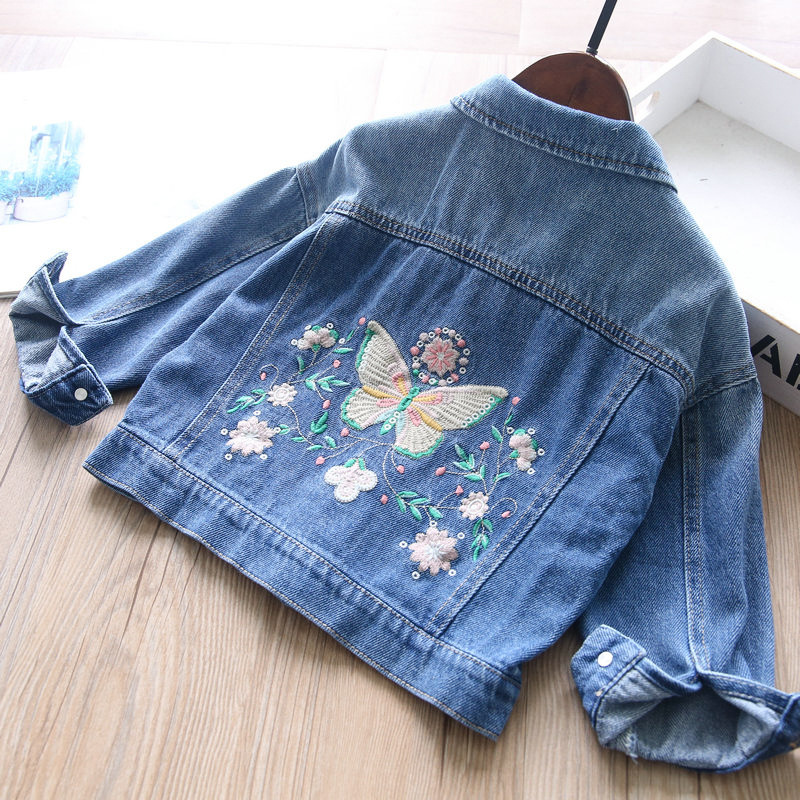 334467 z秋季新品~女童后背蝴蝶绣花牛仔衣外套 童装批发wq