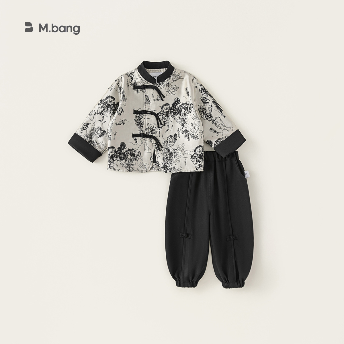 宥宝童装新中式儿童套装秋季新款男童中国风盘扣民族表演服演出服