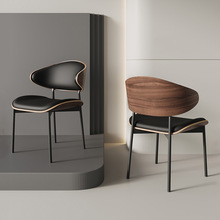极简伊姆斯餐椅家用轻奢设计师款椅子高级感靠背高端实木软座凳子