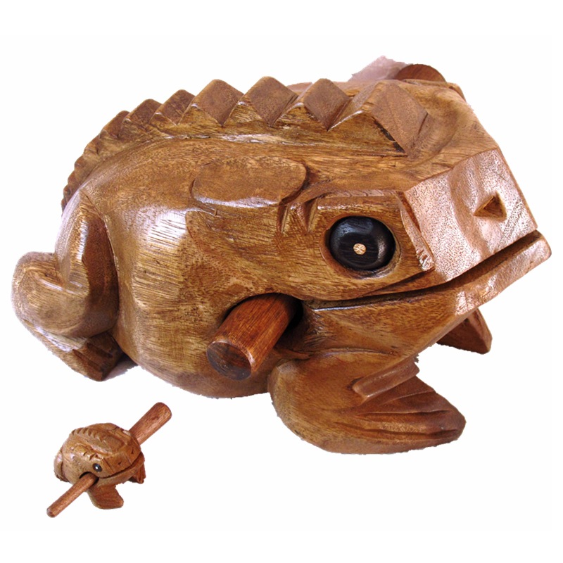 泰国木制雕刻蟾蜍木艺礼品木鱼景区旅游纪念发声木制青蛙摆件大号