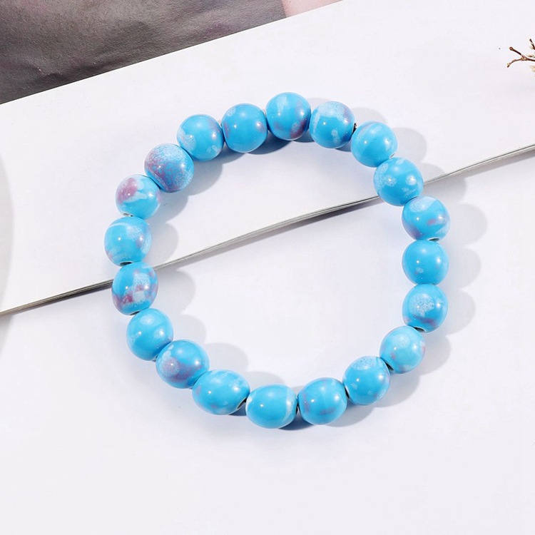 New Ceramic Accessories Jewellery Candy Color Full Beads Bracelet Student Female Bracelet Elastic Non-Fading Antique Bracelet