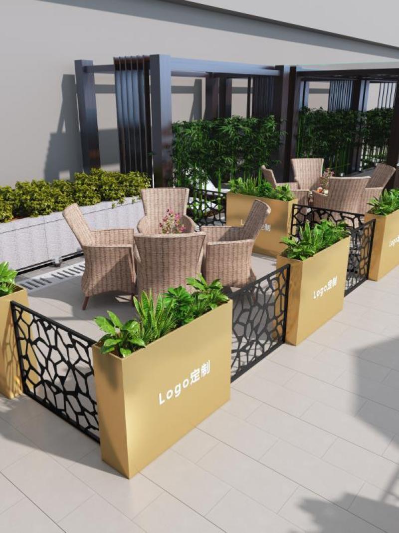 户外铁艺花箱组合隔断围栏花槽商业街售楼部外摆花盆市政花坛