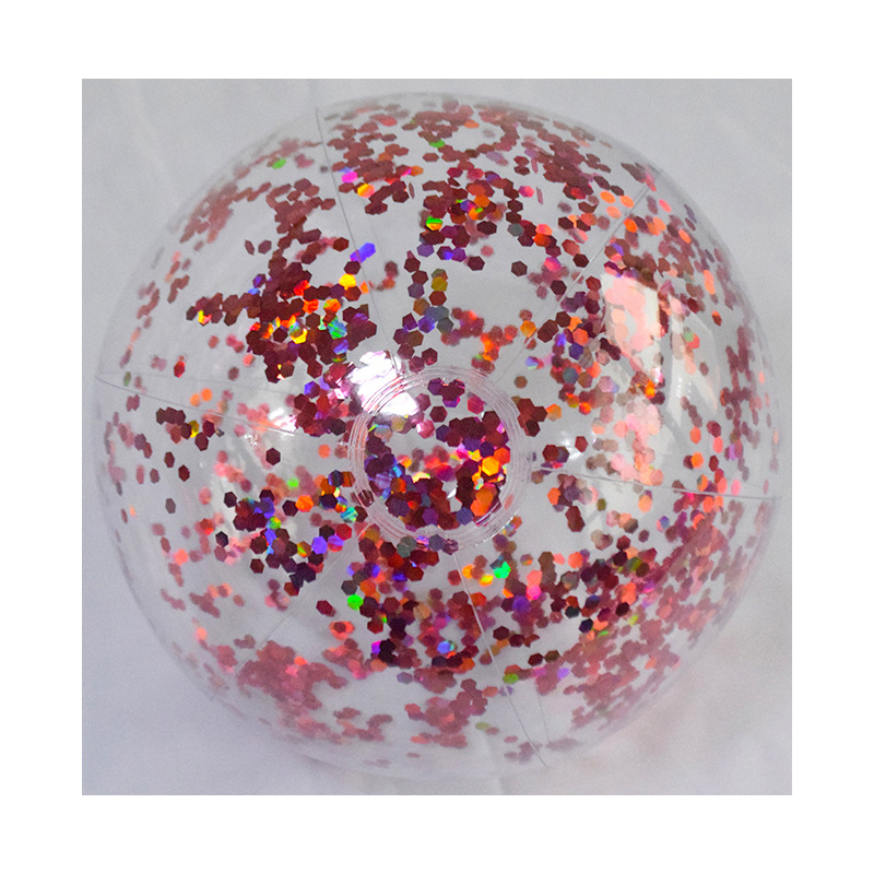 Spot Wholesale Amazon Super Transparent Pvc Sequin Beach Ball Sequin Inflatable Ball Water Toy Photo Props