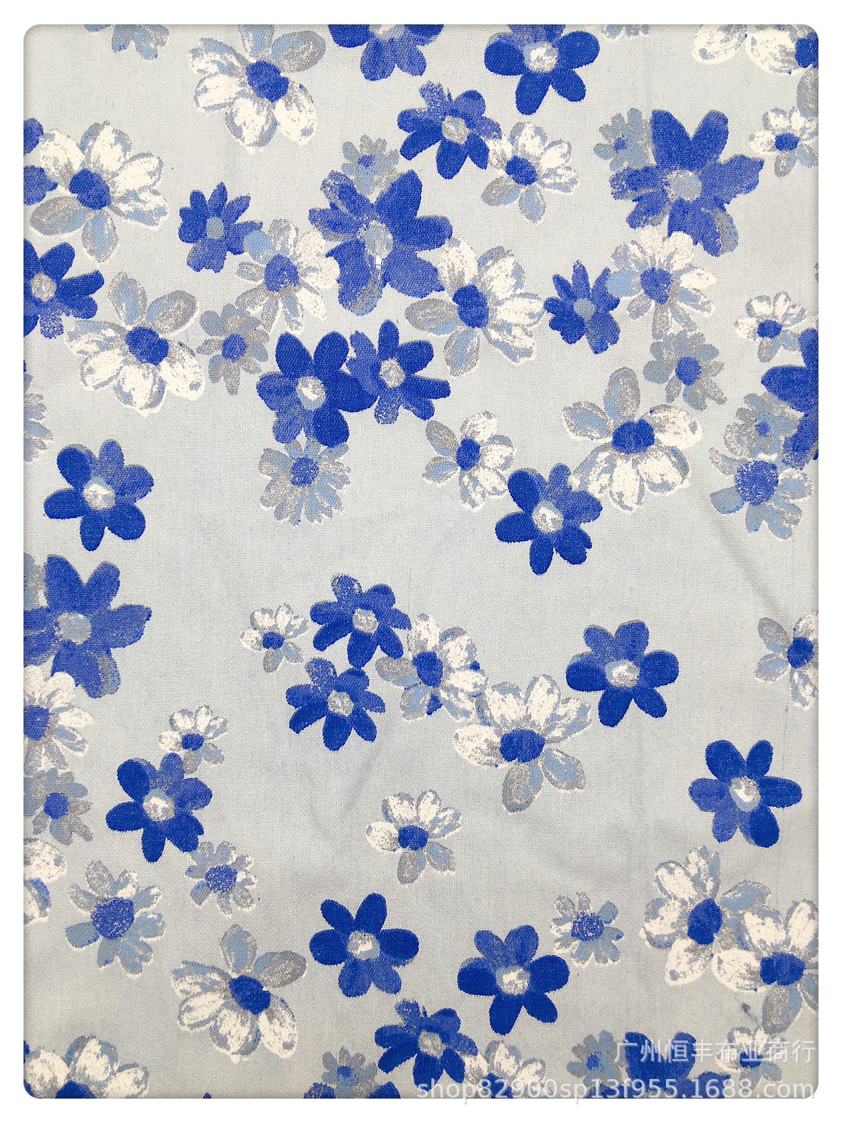 韩版复古蓝色碎花牛仔布春夏纯棉舒适衬衫裙吊带背心服饰面料批发