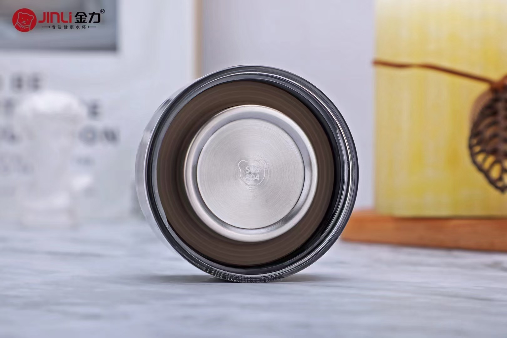 批发金力2074号双层加厚鹅蛋形商务玻璃杯车载办公带滤网异形茶杯