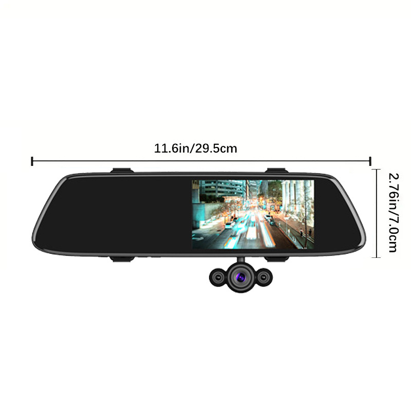 Five-Inch Three-Camera Three-Lens Driving Recorder Car Rearview Mirror Car outside Car Rear HD Night Vision Recorder