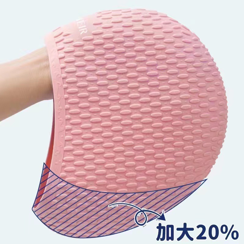 Factory Direct Sales Silicone Water Drop Swimming Cap plus-Sized Bubble Swimming Cap Super Elastic Waterproof Ear Protection Large Long Hair Not-Too-Tight