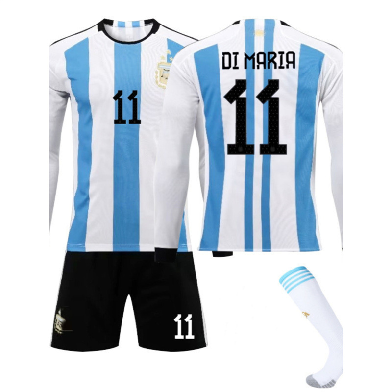 2223世界杯阿根廷主场10号梅西球衣成人儿童长袖训练服足球服套装