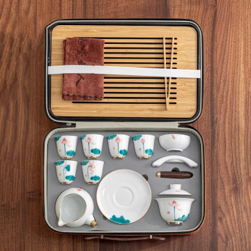 玩物尚置手绘旅行茶具套装便携包户外车载防烫高档泡茶壶茶杯logo