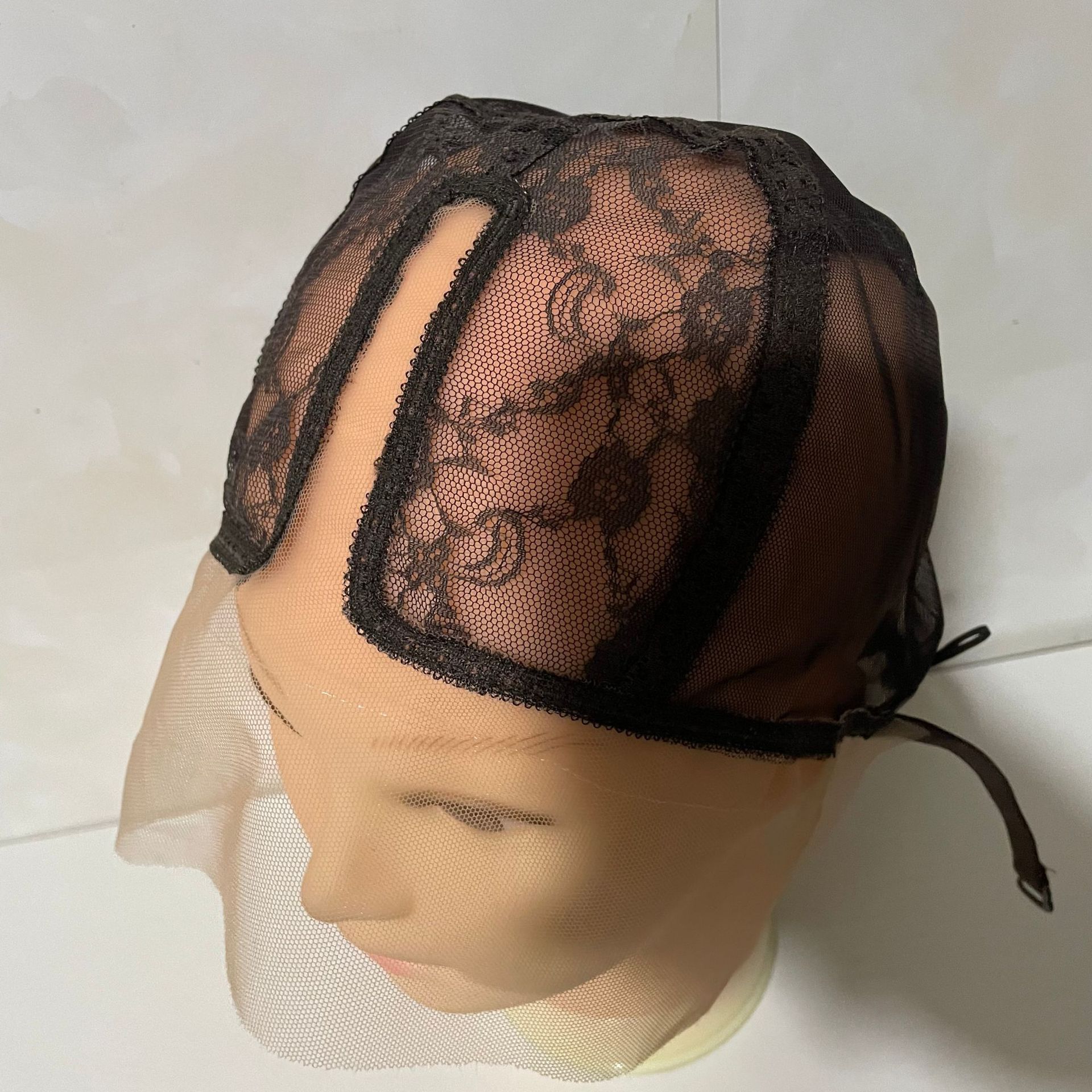 前蕾丝假发头套网底 t形半手钩弹力假发网帽手织中分