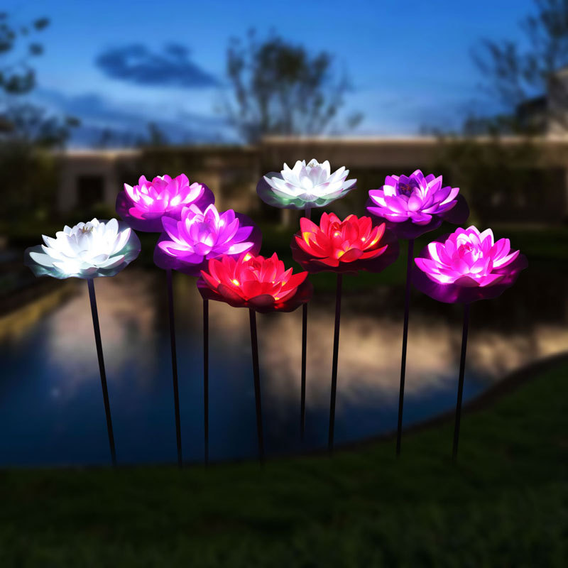 led仿真荷花灯地插灯eva户外防水插地灯荷花草坪花园灯源头厂家
