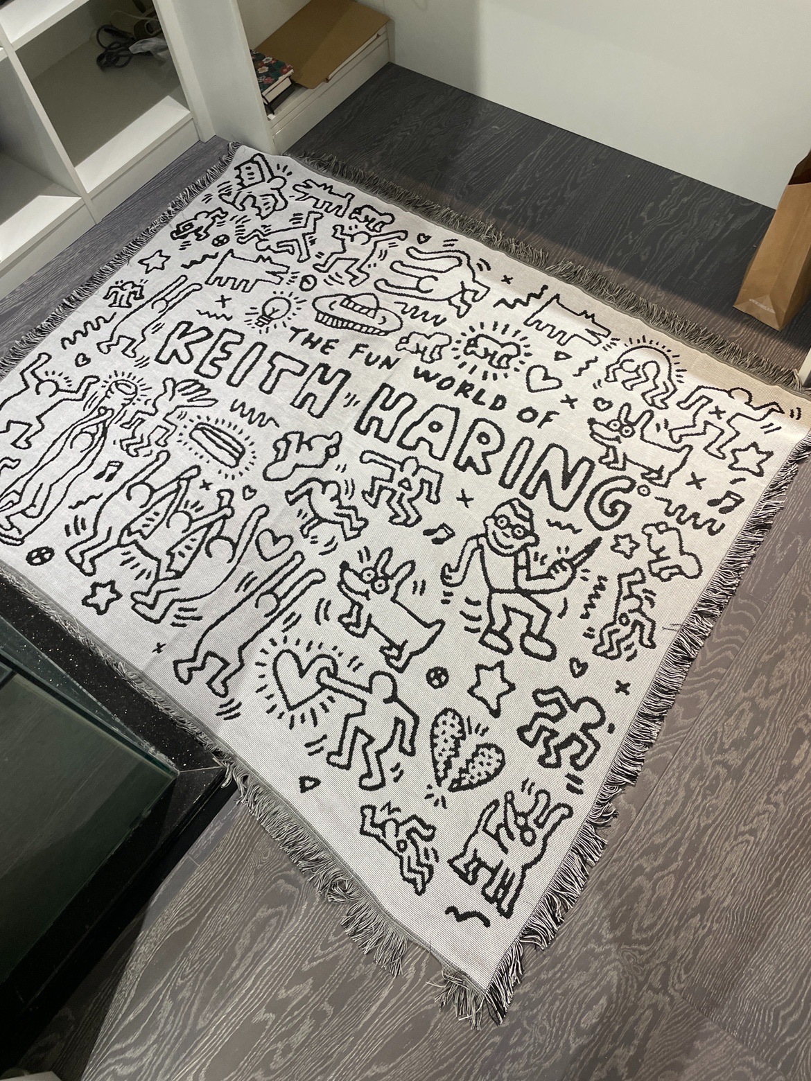 homewares 凯斯哈林 黑白 涂鸦大师 keith haring 沙发毯子 装饰