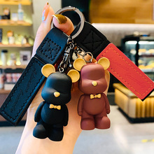 北欧领结熊钥匙扣创意可爱小熊彩色熊挂件车圈情侣书包挂饰批发