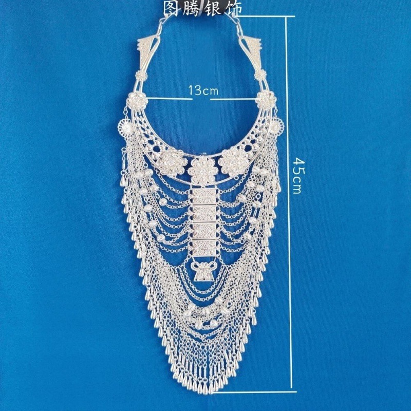 民族风项圈贵州云南广西苗族侗族银饰项圈项链舞台装佩戴项圈