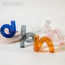 彩色玻璃花瓶 高硼硅玻璃 批发  现代简约 厂家直供