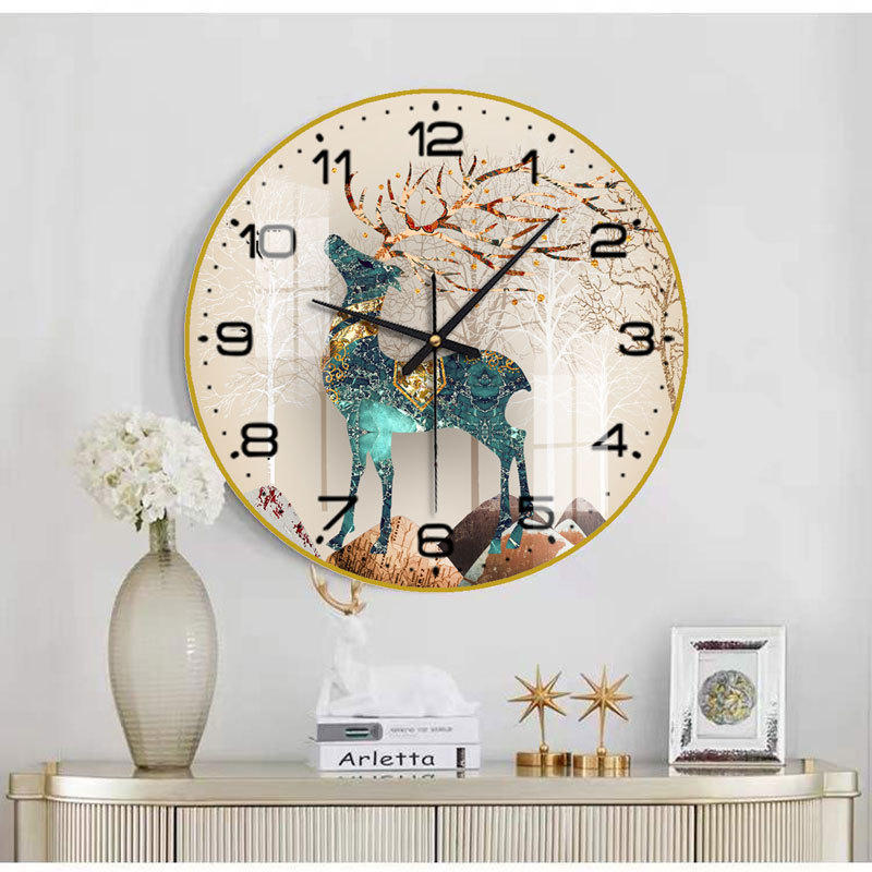 现代简约圆形钟表挂画客厅沙发背景墙装饰画餐厅寓意个性挂墙时钟