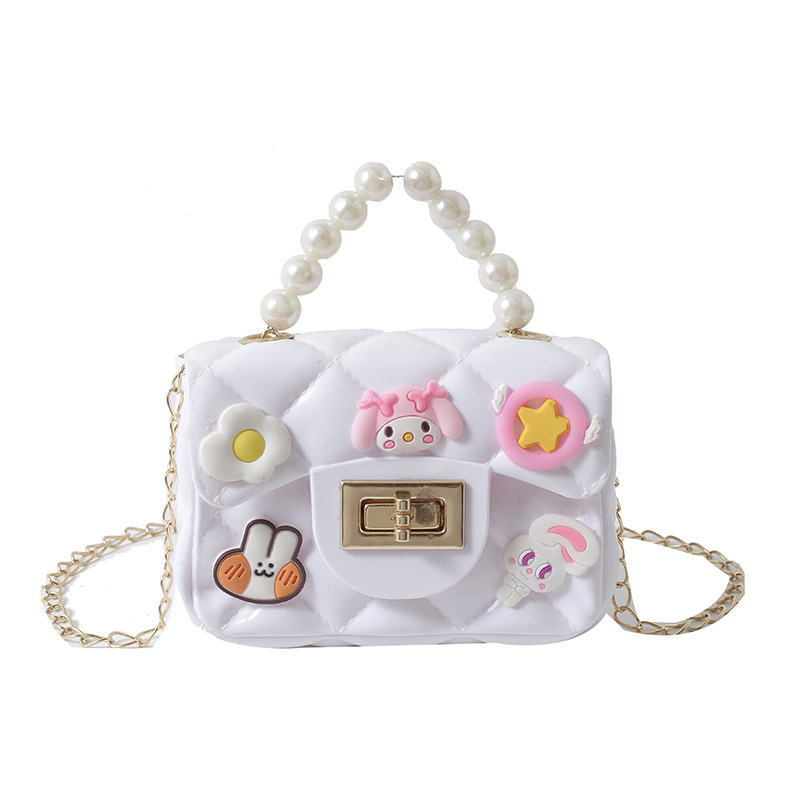 Wholesale Little Girl Pearl Portable Small Bag Children Cute Cartoon Rabbit Messenger Bag Silicone Jelly Coin Purse