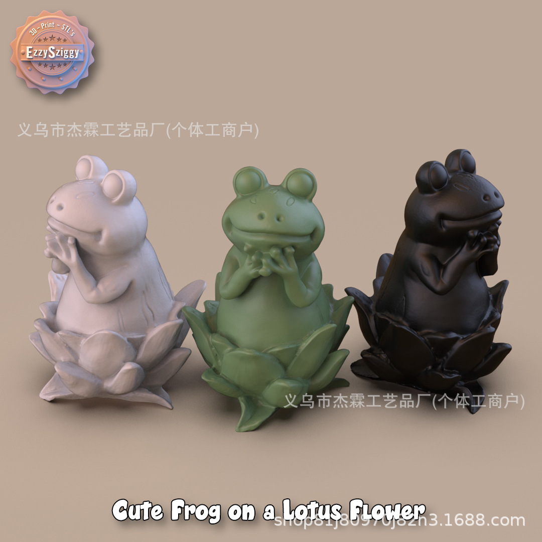 跨境新款 cute frog on a lotus flower可爱的青蛙树脂摆件-阿里巴巴