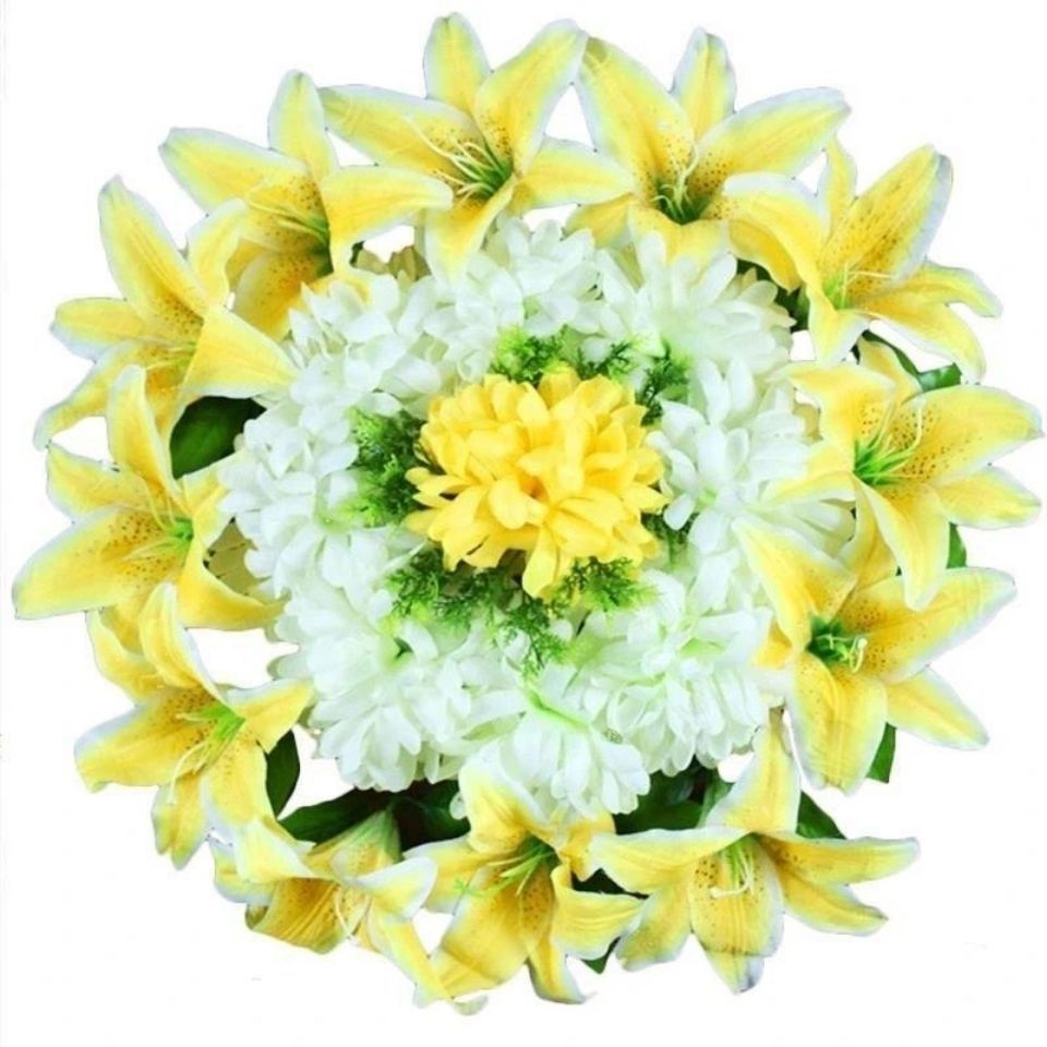 仿真菊花祭祀祭奠花圈假花白事殡葬用品墓地清明花扫墓上坟塑料花