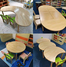 美术桌子会议托管实木早教美术培训班学商用课桌椅