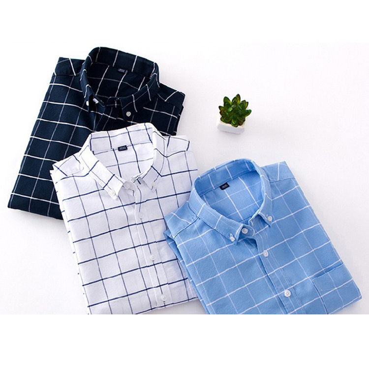 New Men's Stand Collar Cardigan Fashionable All-Match Comfortable Large Plaid Cotton Top Long Sleeve Shirt Spring and Autumn Spot