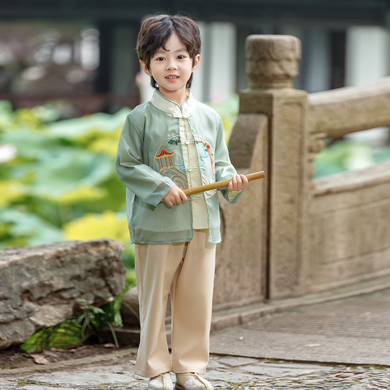 Children's Hanfu boys' high-end Chinese clothing 2024 new spring Chinese style boys' Tang suit ancient costume performance clothing image