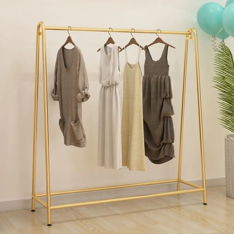 网红金色衣架服装店展示架落地式铁艺童装货架女装挂衣杆陈列架子
