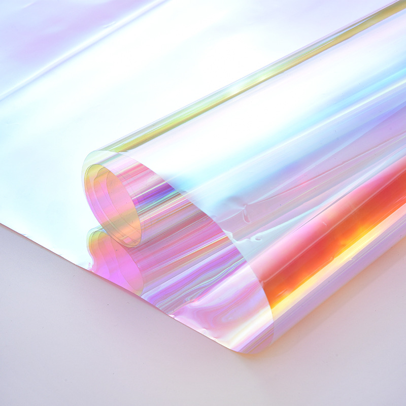 幻彩镭射纸七彩玻璃纸婚庆装饰镭射膜炫彩膜手工彩虹透明彩色贴纸