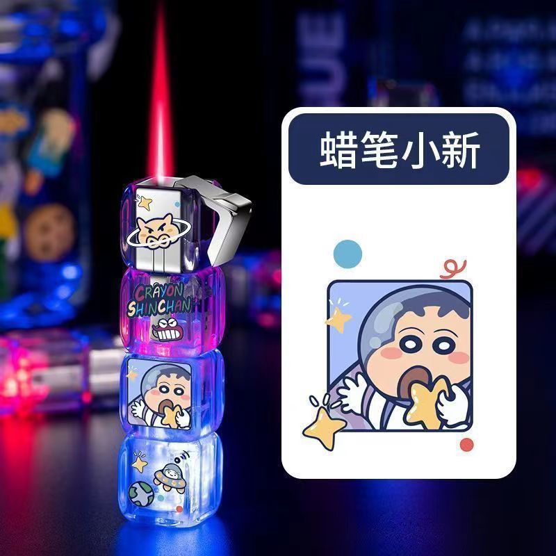 Tiktok Dice Lighter Clow M Sanrio Flashing Light Inflatable Transparent Windproof Lighter Ritual Technology