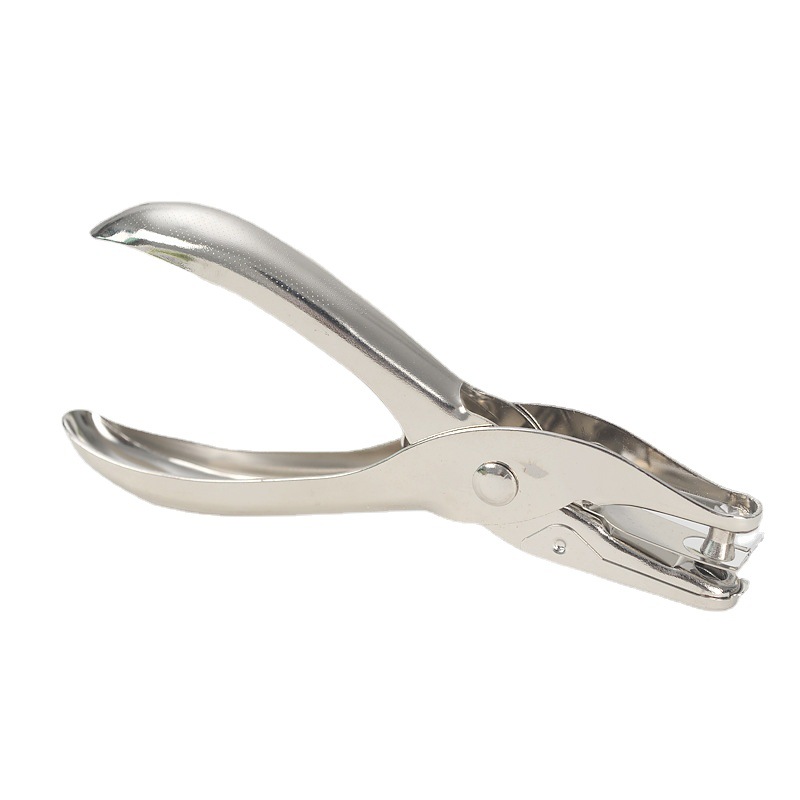 Silver Metal Punch Plier Manual Single Hole Ticket Detector Paper Plastic Hole Punch Loose-Leaf 6mm Aperture Punching Machine