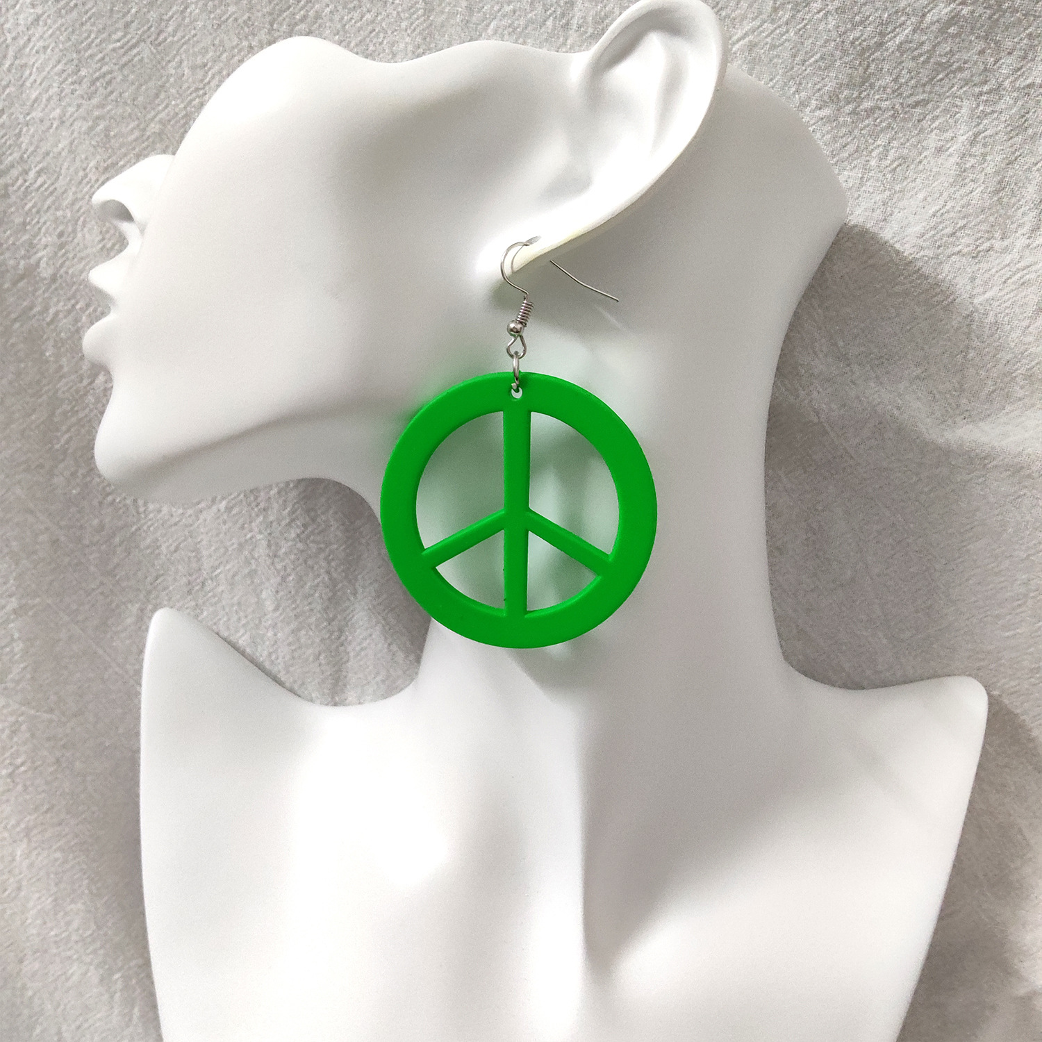 New Rose Red round Acrylic Peace Charm Earrings Trend Earrings 1980s Neon Vintage Party Earrings