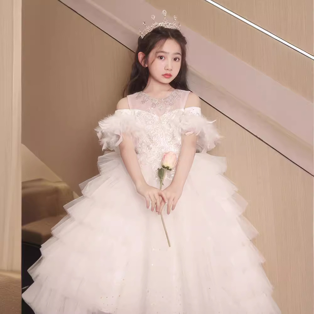 公主裙女童蓬蓬纱花童儿童女孩晚礼服小主持人钢琴演出服高端生日