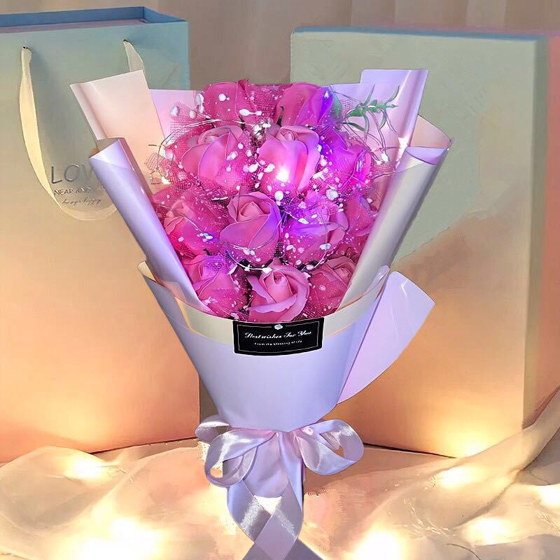七夕情人节生日礼物送女生闺蜜男女朋友情侣香皂玫瑰花花束礼盒装