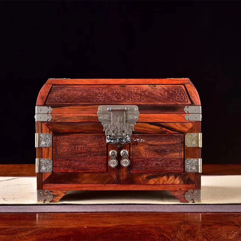 红木首饰盒紫檀实木中式结婚珠宝饰品盒大红酸枝复古收纳盒手饰盒