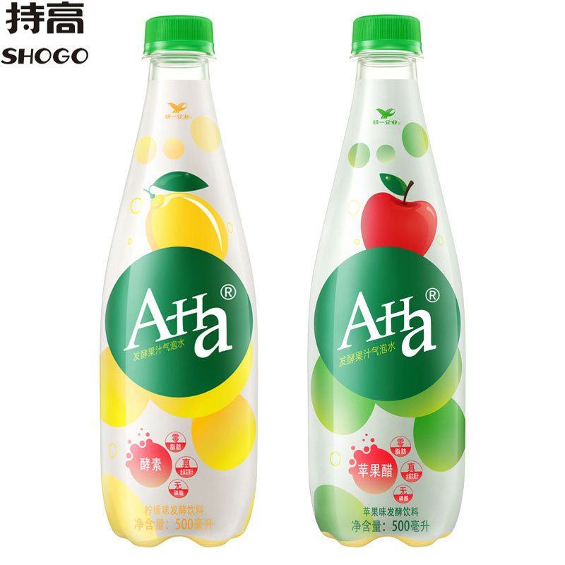 统一 a-ha柠檬味苹果味气泡水果饮料500ml含真实果汁夏日饮品批发
