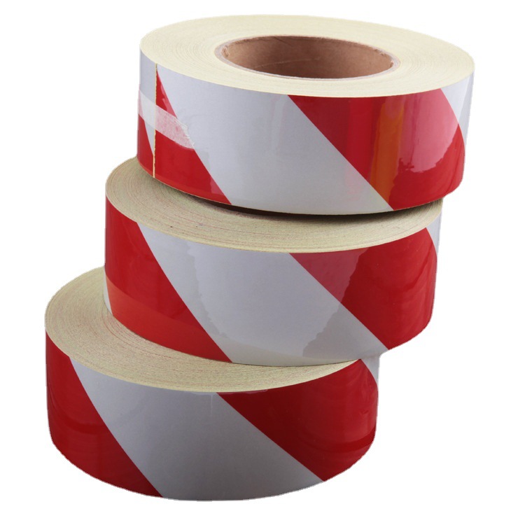 厂家直销 红白斜纹反光膜 交通反光膜广告级 pet反光警示胶带