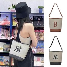 韩国mlb帆布水桶包时尚运动Ny字母绣花斜挎复古男女情侣包外贸bag