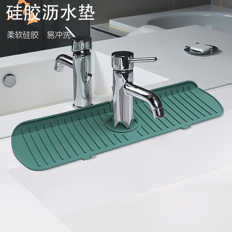 Silicone Draining Pad Water Cushion Faucet Splash-Proof Water Home Non-Slip Heat Insulation Countertop Soap Mat Coaster Hand Washing Splash Water Cushion