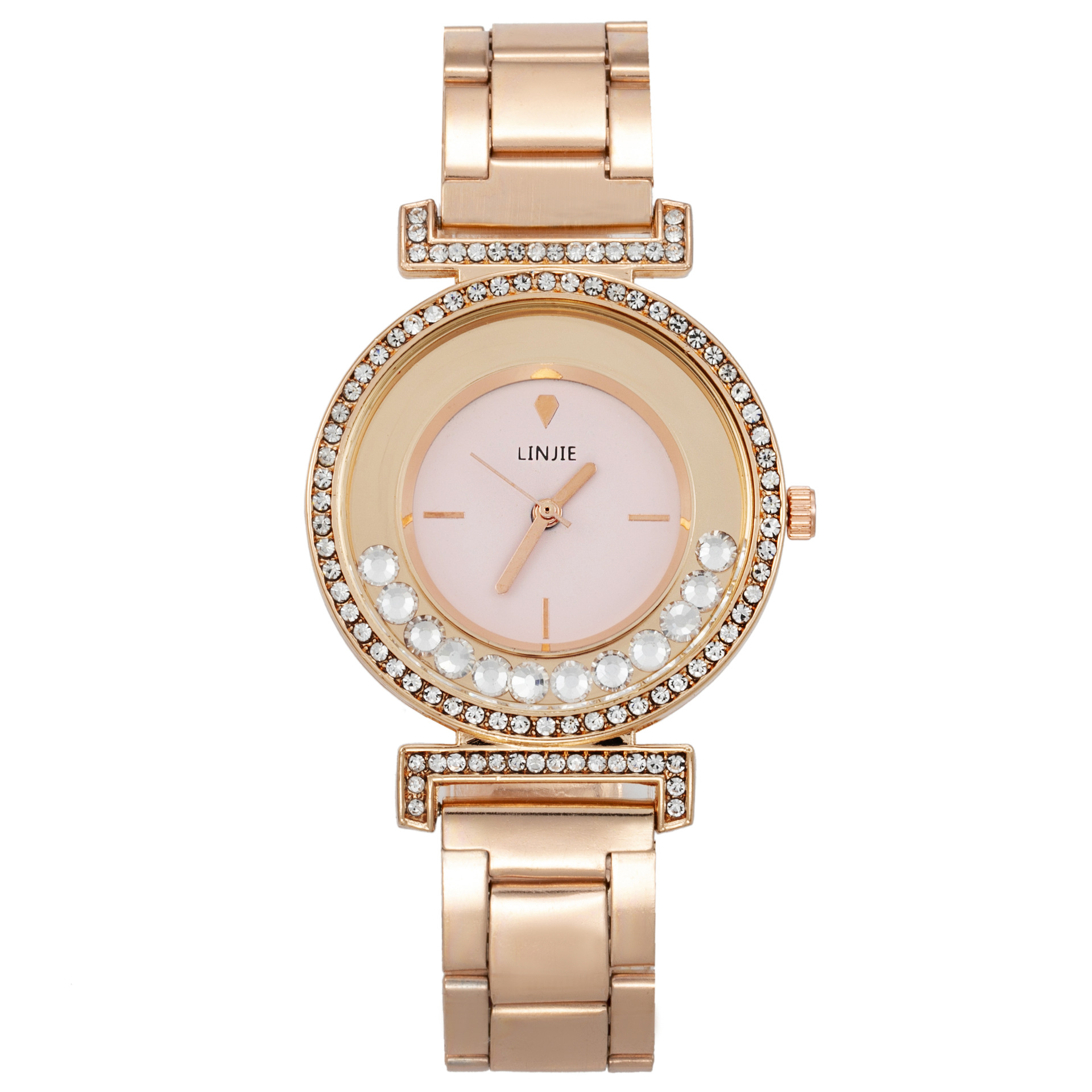 2021新款镶钻滚珠刻度表盘休闲女士手表 简约气质女款钢带腕表