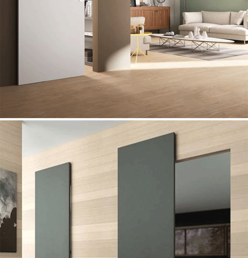 极窄轻奢滑门移门室内卧室卫生间推拉幽灵门隐形轨道木门双缓冲