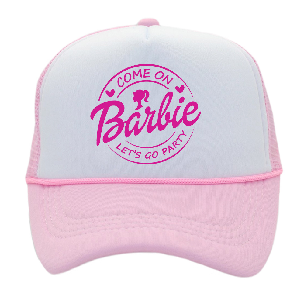 Cross-Border Barbie Pink Parent-Child Baseball Cap Summer Beach Female Sun Hat Girlfriends Party Sponge Mesh Hat Wholesale