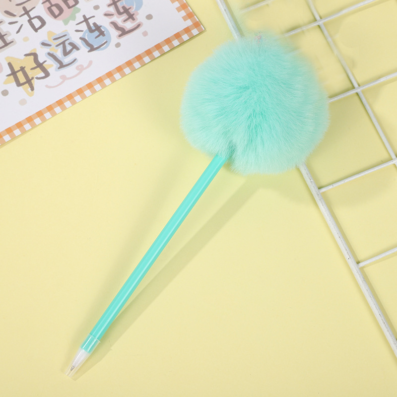 Cute Rabbit Hair Fur Ball Pen Student Decompression Cute Plush Ballpoint Pen Minimalist Creative Candy Color Graduation Gift Pen