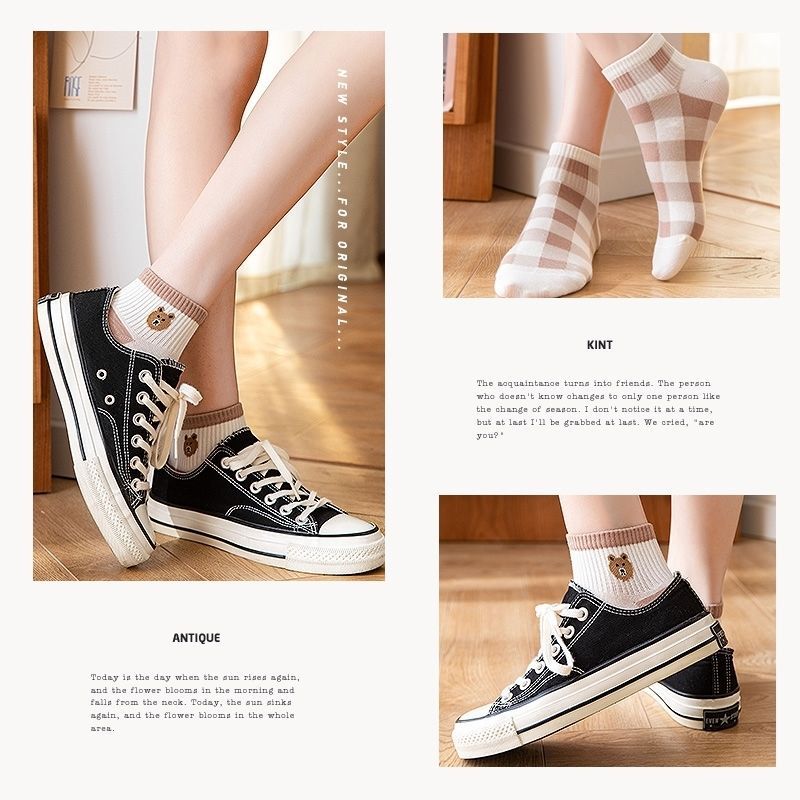 Socks Women's Socks Cotton Spring, Summer and Autumn Thin Type Tube Socks Women's Deodorant Short Low-Cut Ins Fashionable Ankle Socks Wholesale