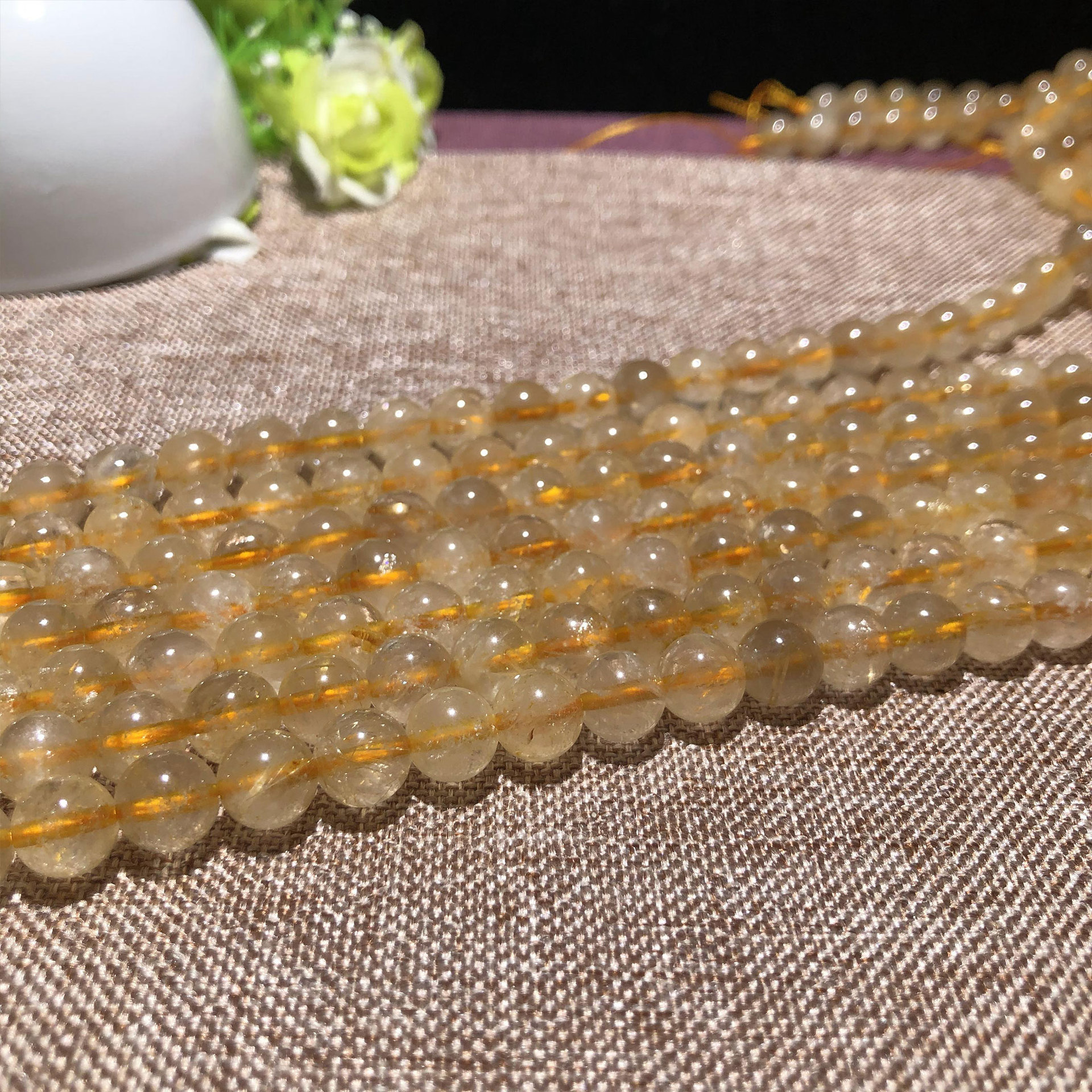 金发晶半成品珠链diy用配珠发晶长链半成品发晶厂家直销