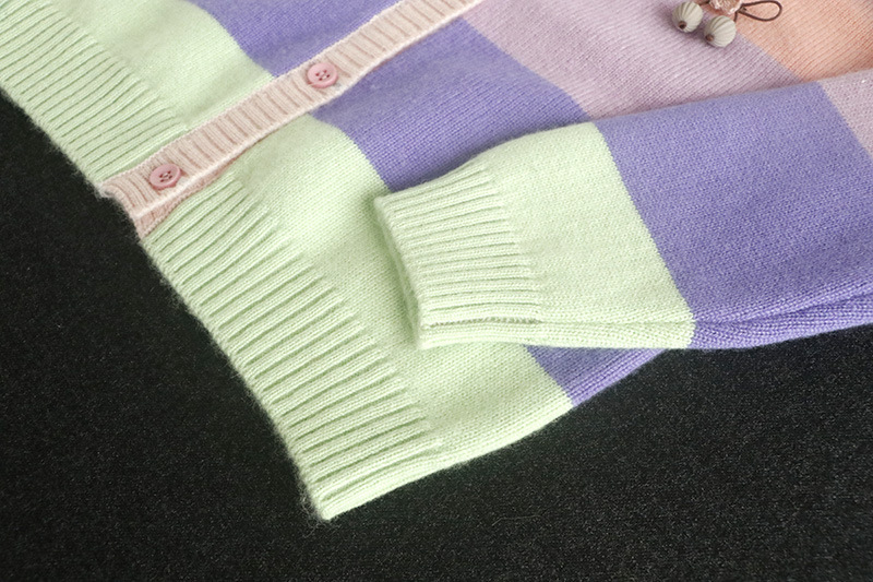 厂货批发 女童羊绒衫开衫彩虹色冬季厚款女宝宝针织外衫大中小童