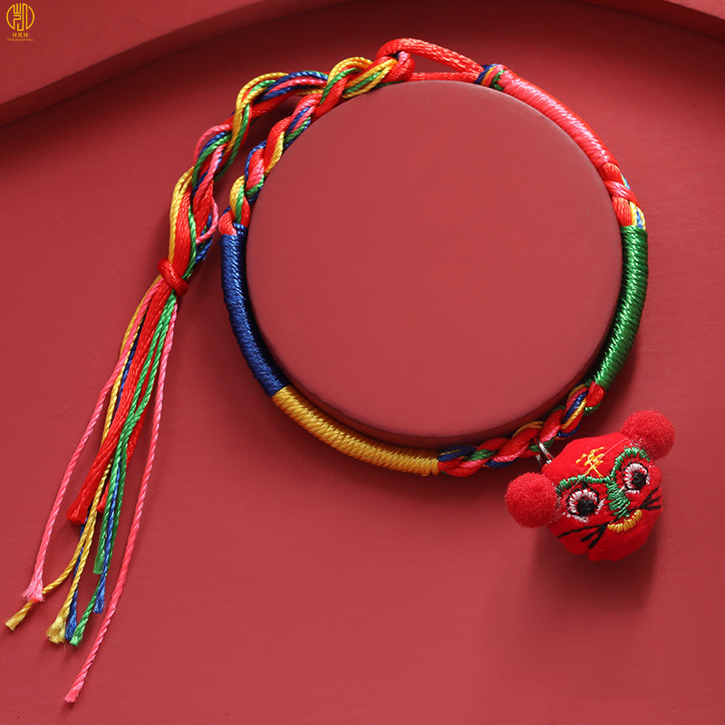 Dragon Boat Festival Five-Color Rope Wholesale Hand Weaving Bracelet Colorful Zongzi Carrying Strap Colorful Wire Small Sachet Tiger Manufacturer